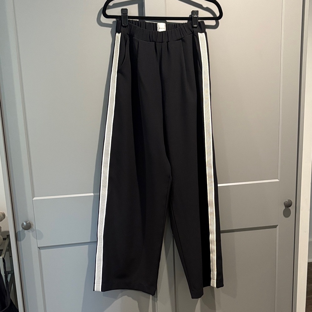 Maeve Black Track Pants with White Stripes